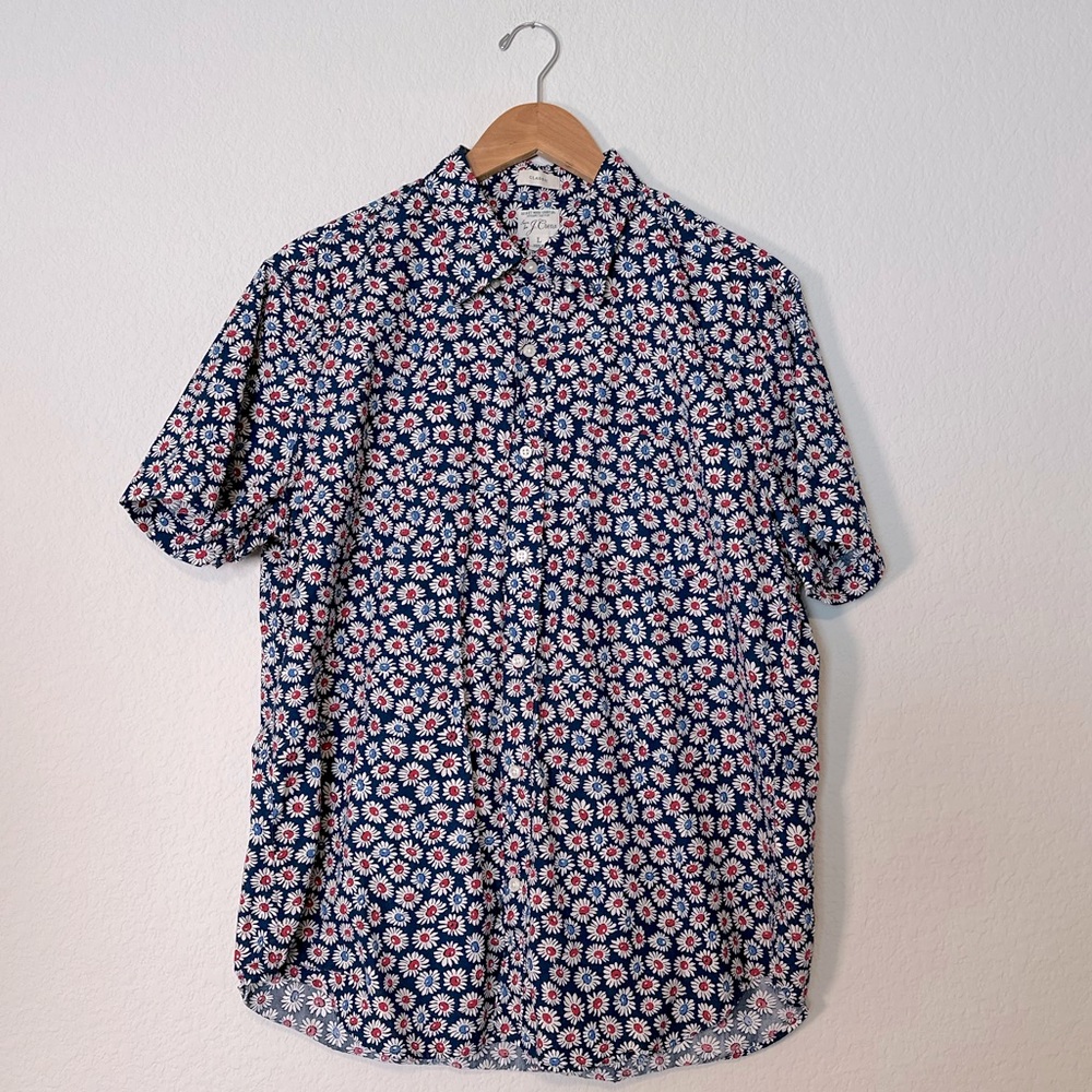 J. Crew Short-sleeve Secret Wash organic cotton poplin shirt - Large - Picture 6 of 8